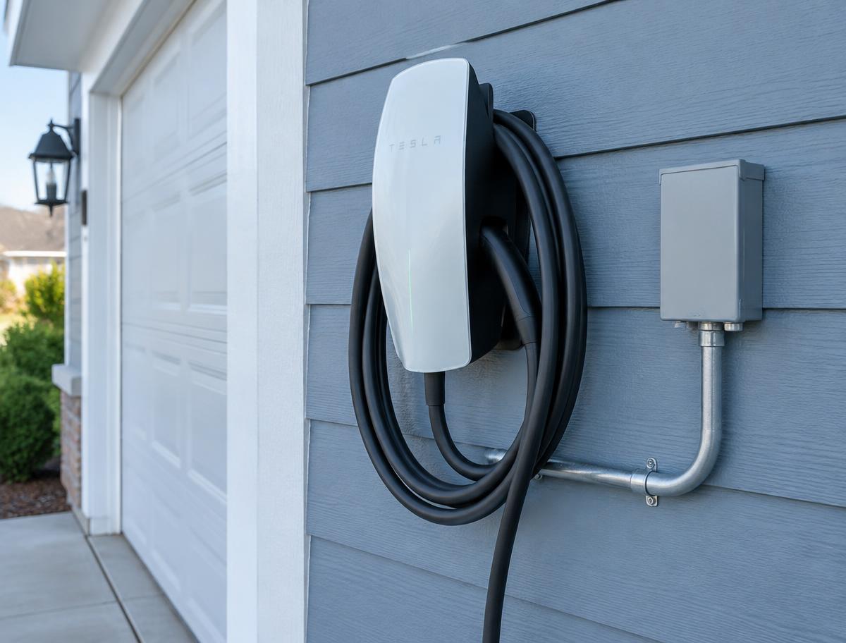 EV charger installation on a Stouffville home garage